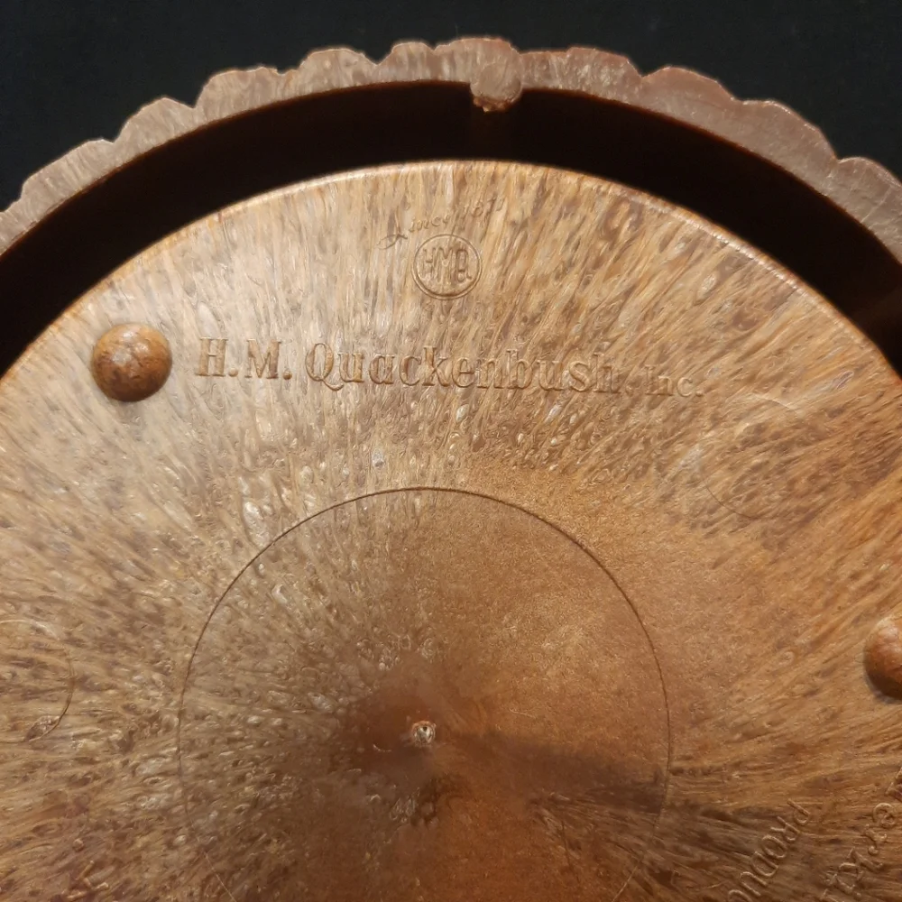 Faux Tree Bark Nut Bowl Dish w/Metal Nut Cracker & 2 Picks
